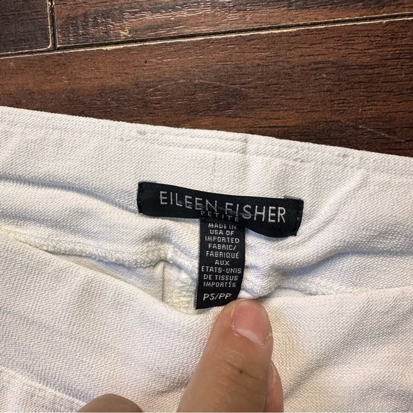 Eileen Fisher White Pull One Straight Leg Stretch Pants - Picture 3 of 3